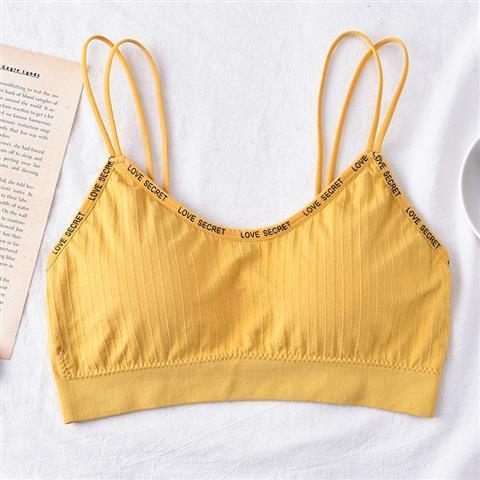 網紅文胸聚攏無鋼圈抹胸式內衣女全杯罩美背心式字母肩帶性感新款